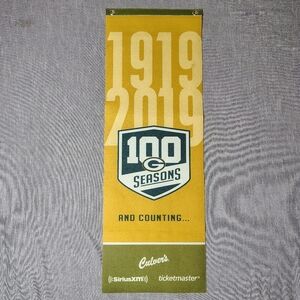Green Bay Packers Banner Flag Felt 100 Seasons NFL Lambeau Field Sports 2019